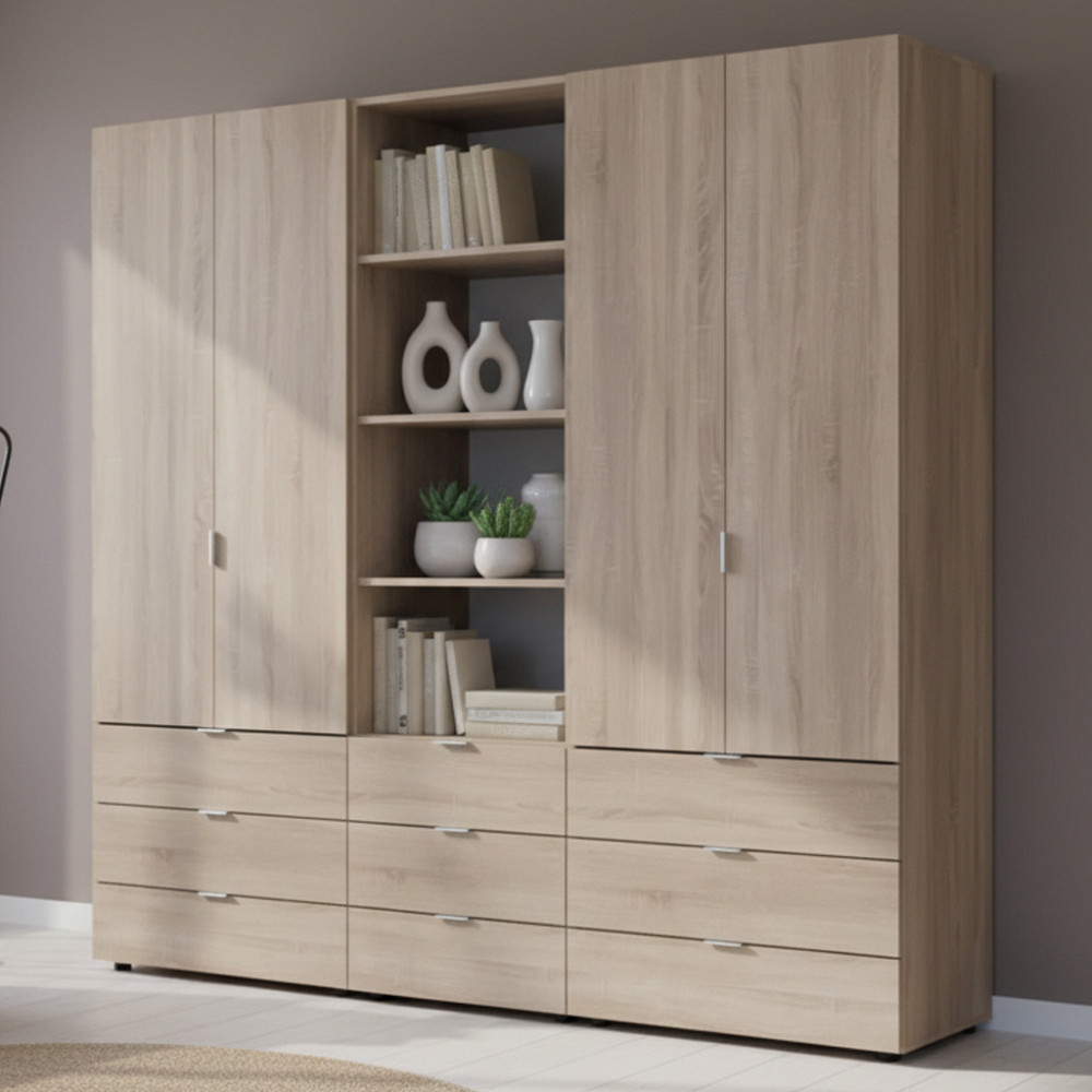 Шафа для одягу Гелар Дуб сонома 2+2ДСП з пеналом 215х49.5х203.4 (DRS-011917) Львів - фото 1