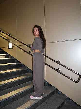 Жіночий затишний базовий костюм-двійка: топ і штани турецька ангора рубчик з в'язкою Сірий, 42/44 Одеса