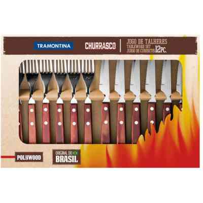 Набір столових приборів Tramontina Barbecue Polywood 12 предметів червоне дерево (21199/709) Вінниця