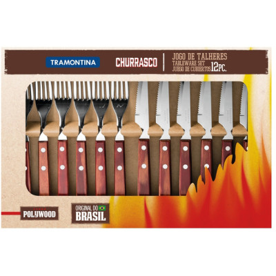Набір столових приборів Tramontina Barbecue Polywood 12 предметів червоне дерево (21199/709) Вінниця - фото 2