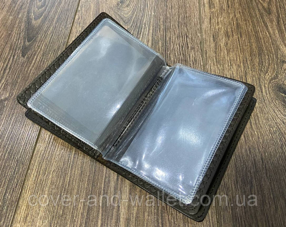 Кожаная обложка на водительское удостоверение с файлами коричневого цвета PS Leather Киев - изображение 4
