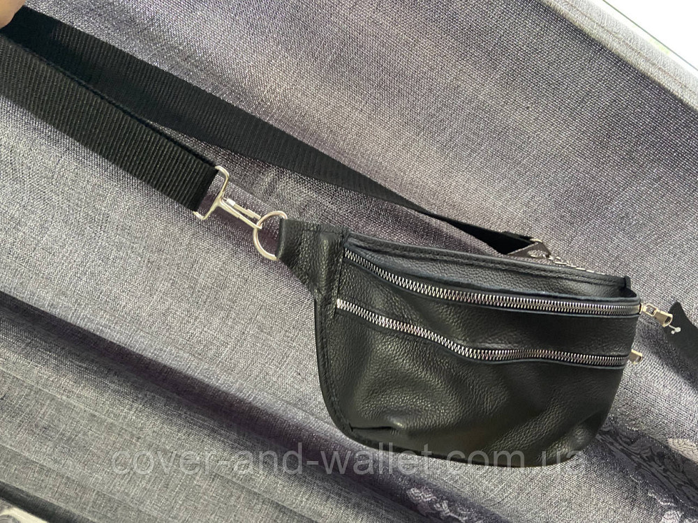 Черная женская бананка из фактурной кожи украинского производства PS Leather Киев - изображение 7