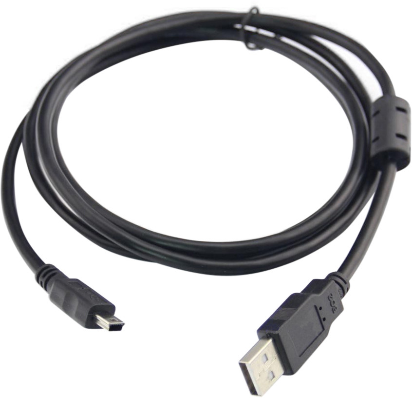 Кабель USB 2.0 AM-mini BM 5pin, 1.8 м, з феритом, чорний Вінниця - фото 1