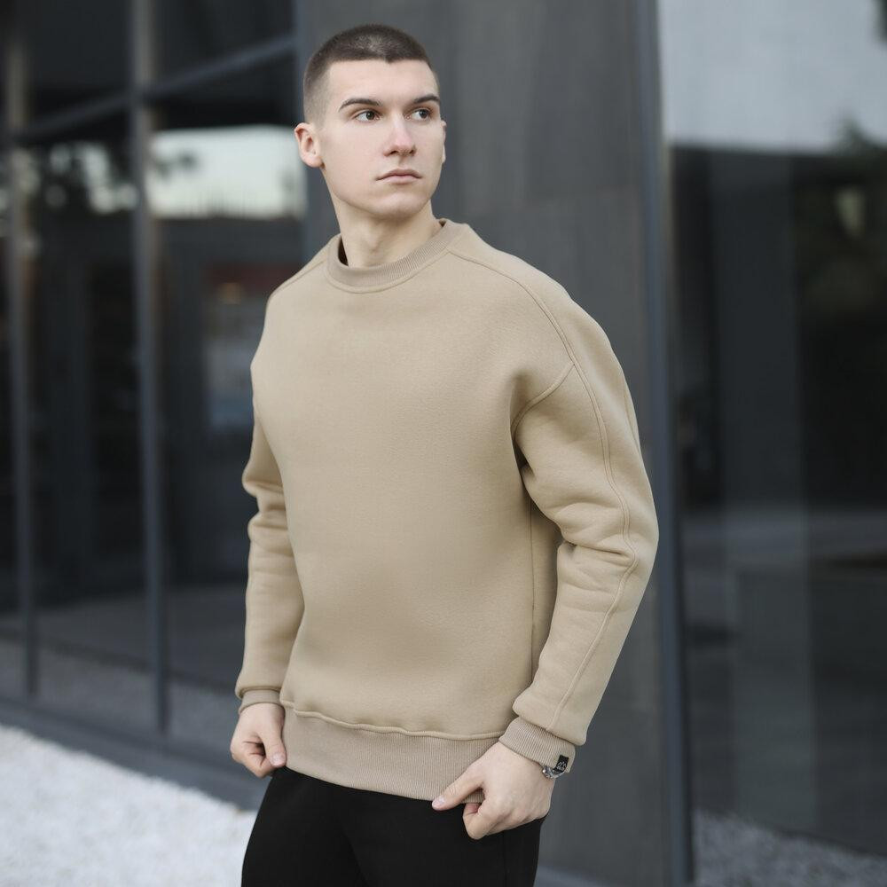 Бежевый свитшот теплый для мужчин. Оверсайз свитшот бежевый Pobedov Hubble Киев - изображение 1