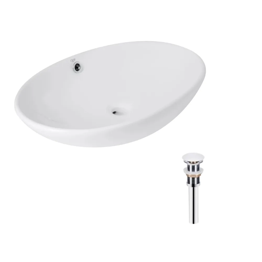 Комплект Qtap Dove: Раковина накладна овальна 635x420x150 мм White + Донний клапан PU02O Київ - фото 1