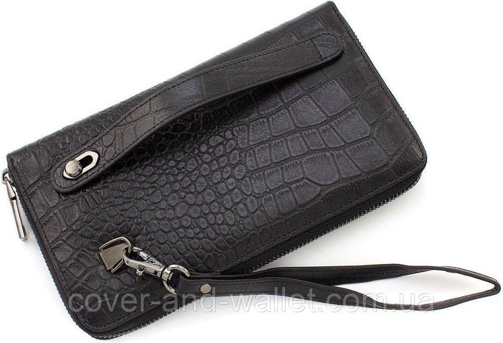 Елітний чоловічий гаманець-клатч зі шкіри під крокодила на змійці Marco Coverna JP-5901A Київ - фото 9