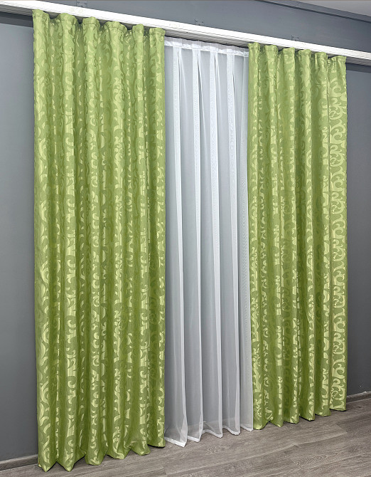 Комплект готових штор VR-Textil Жакард Вензель № 297ш Салатовий 100х270 см 2 шт (31-001) Київ - фото 4