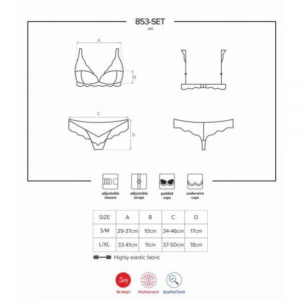 Комплект красного кружевного белья Obsessive 853-SET-3 с бежевыми вставками, S/M Sex Aura Киев - изображение 5