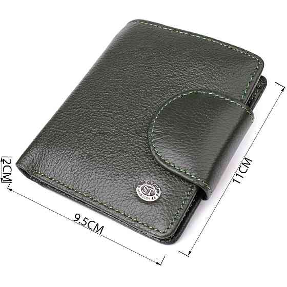 Вертикальний жіночий гаманець з натуральної шкіри ST Leather 23070 Зелений Київ