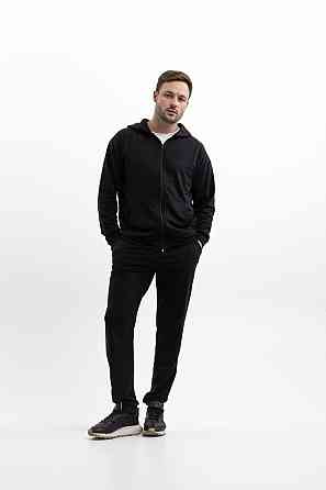 Мужской и женский спортивный костюм чёрный на молнии с карманами из турецкой двунити Львов