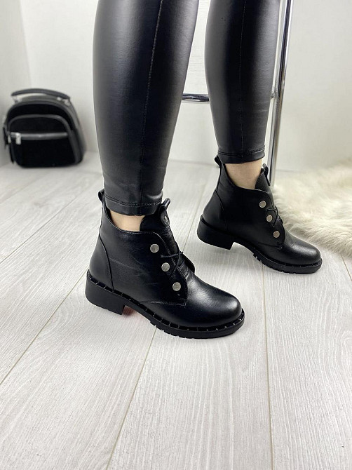 Черевики жіночі D and V чорні натуральна шкіра 36р. висота 13см підошва 1см (2190) Коломыя - изображение 8