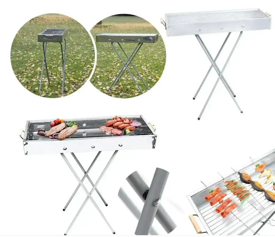 Переносной мангал барбекю гриль BARBECUE TRAY 770SS MD-008 70х30х70 см с решеткой, портативный металлический мангал Коломыя - изображение 2