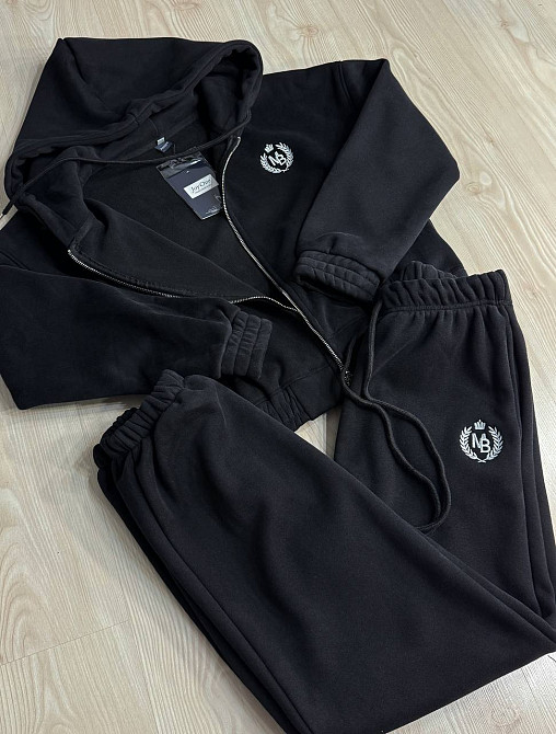 Костюм жіночий Joy One 80990 утеплений на флісі худі зі штанами чорний, чорний, M Київ - фото 2