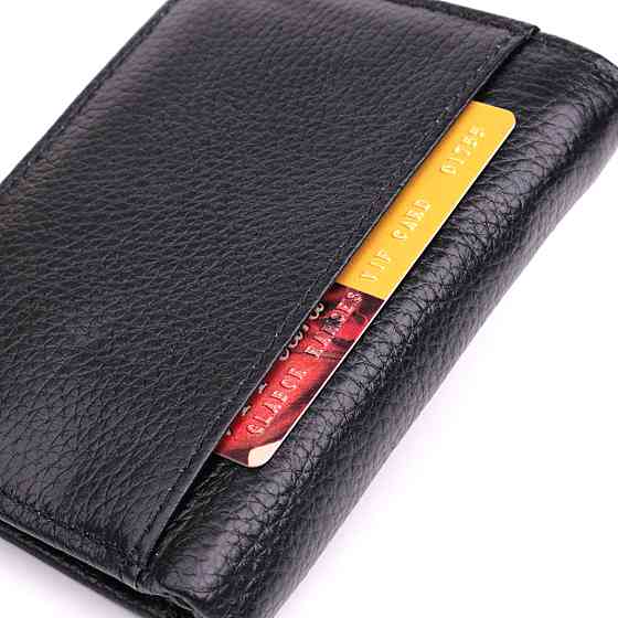 Вертикальный мужской кожаный кошелек в два сложения Vintage sale_15091 Черный Киев