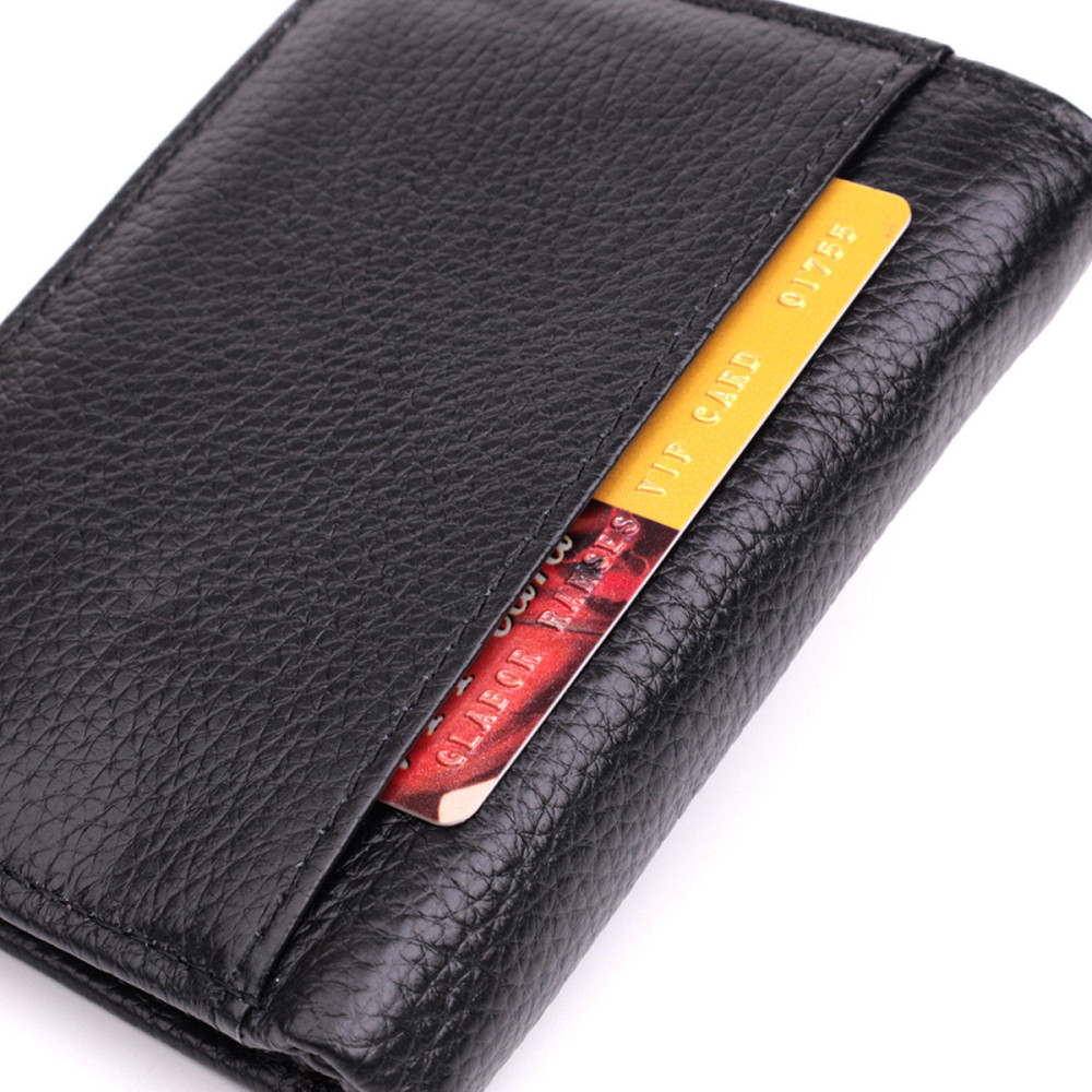 Вертикальний чоловічий шкіряний гаманець у два складання Vintage sale_15091 Чорний Київ - фото 5