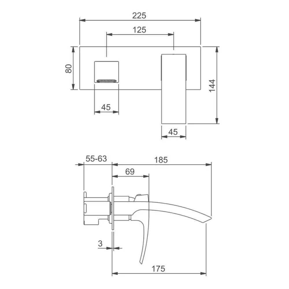 Змішувач для умивальника настінний GAPPO G1007-2, хром Київ - фото 6