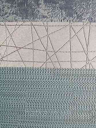 Шпалери вінілові на флізелін Sirpi Alta gamma Sempre 3 рогожка тонка структурна синя смужка з сріблом Київ