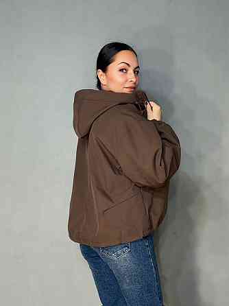 Куртка жіноча YZY 30046 вітрівка оверсайз з капюшоном one size, коричневий, one size Київ