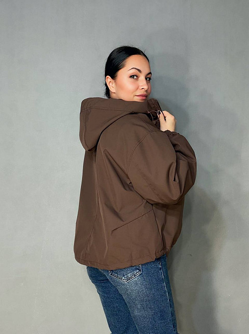 Куртка женская YZY 30046 ветровка оверсайз с капюшоном one size, коричневый, one size Киев - изображение 4