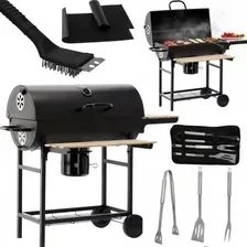 Гриль GRILL OGRODOWY GRIL WĘGLOWY Z POKRYWĄ Z PÓŁKAMI ZAMYKANY BECZKA POPIELNIK Киев - изображение 1