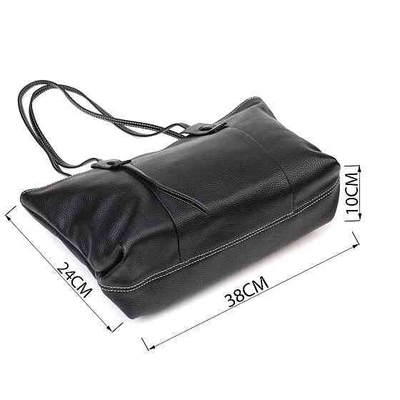 Вместительная женская сумка из натуральной кожи 22082 Vintage Черная Киев