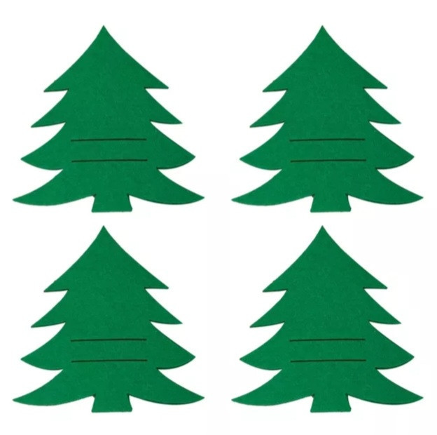 Новогодний держатель для столовых приборов Ёлочка 4 штуки 20 на 17 см зеленый Киев - изображение 5