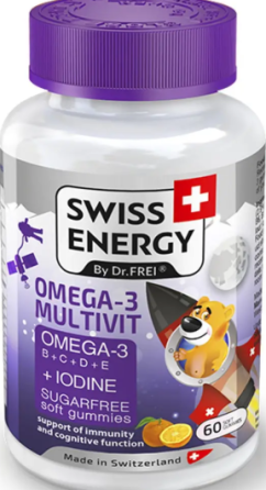 Мультивитамины с Омега-3 и йодом для детей Swiss Energy OMEGA-3 MULTIVIT kids 60 жев таб Киев