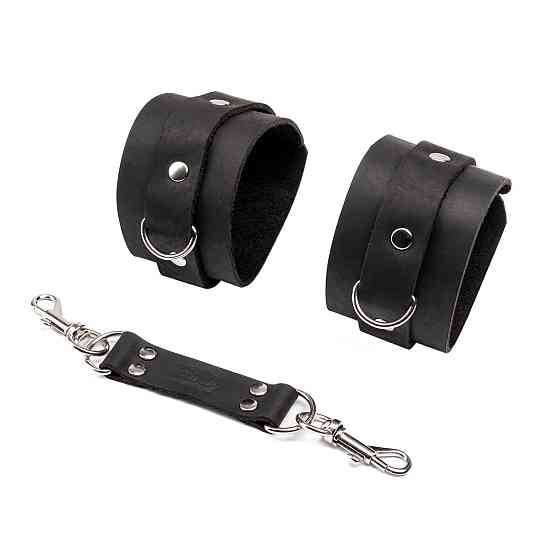 Наручники из натуральной кожи Flirty Leather - Black, KC00020 Sex Aura Киев