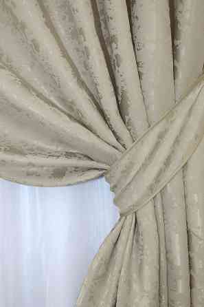 Комплект готовых штор VR-Textil Лен мрамор Pavliani ХО № 1272ш Теплый бежевый 150х280 см 2 шт (33-0101) Киев