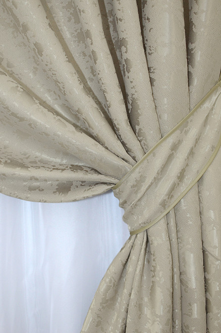 Комплект готовых штор VR-Textil Лен мрамор Pavliani ХО № 1272ш Теплый бежевый 150х280 см 2 шт (33-0101) Киев - изображение 5