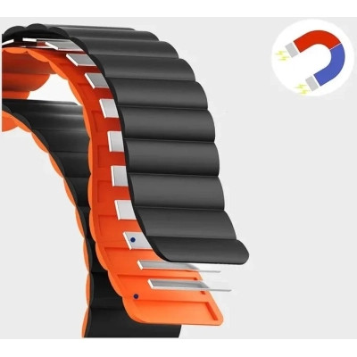 Ремешок для смарт-часов Drobak Silicone Magnetic Link для Apple Watch All Series Ultra 2 49/45/44/42mm Black Orange (898930) Винница - изображение 2