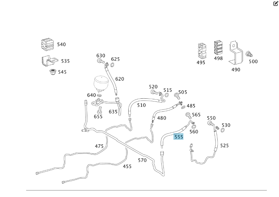 Mercedes-Benz  A2219971682 Шланг гідропідвіски від блоку клапанів заднього моста до задньої правої стійки CL C216 S-class short W221 S-class long V221 Одеса - фото 2