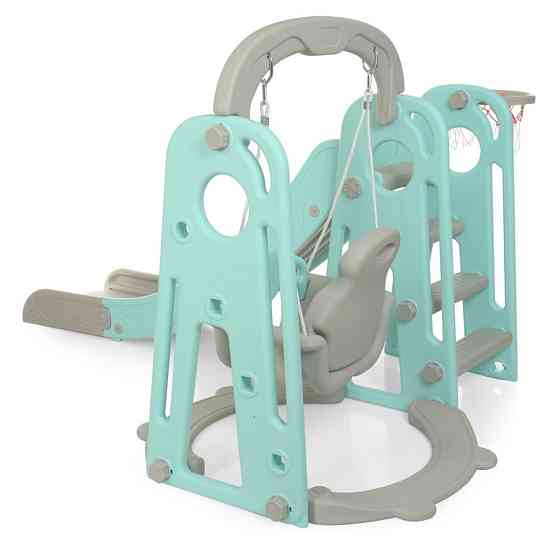 Дитяча гірка-гойдалка YG2020-1-4 пластик, з баскетбольним кільцем Вінниця