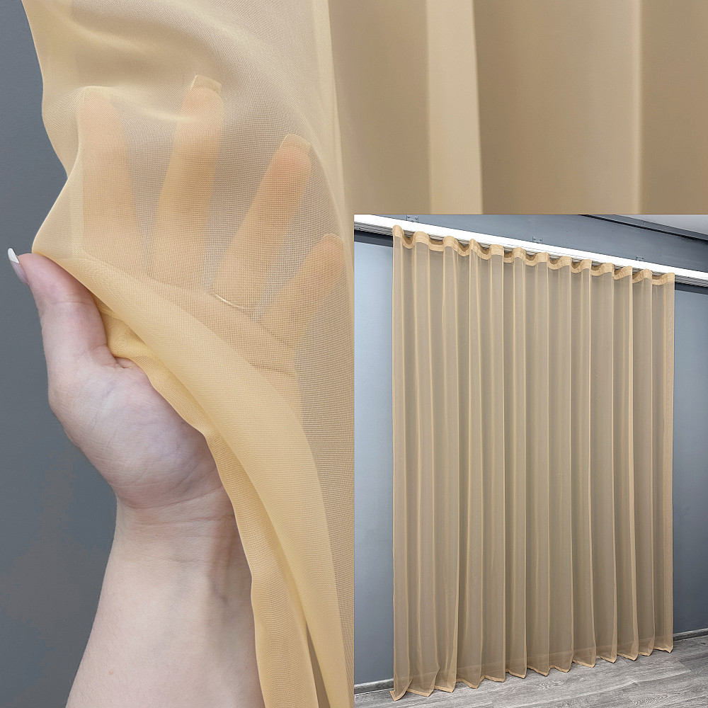 Тюль VR-Textil н134 Шифон однотонний Карамельний 200х250 см (41-102) Київ - фото 1