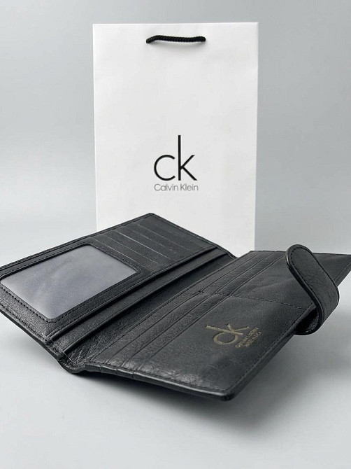 Чоловічий довгий шкіряний гаманець на кнопці Calvin Klein (1342) Київ - фото 7