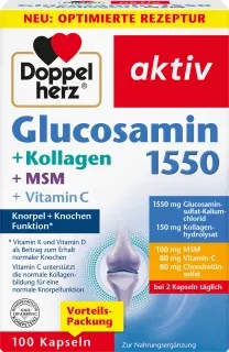 Глюкозамін 1550 капсул 100 шт Doppelherz Glucosamin 1550 Kapseln 100 St, 114 g Nahrungsergänzungsmit Львів