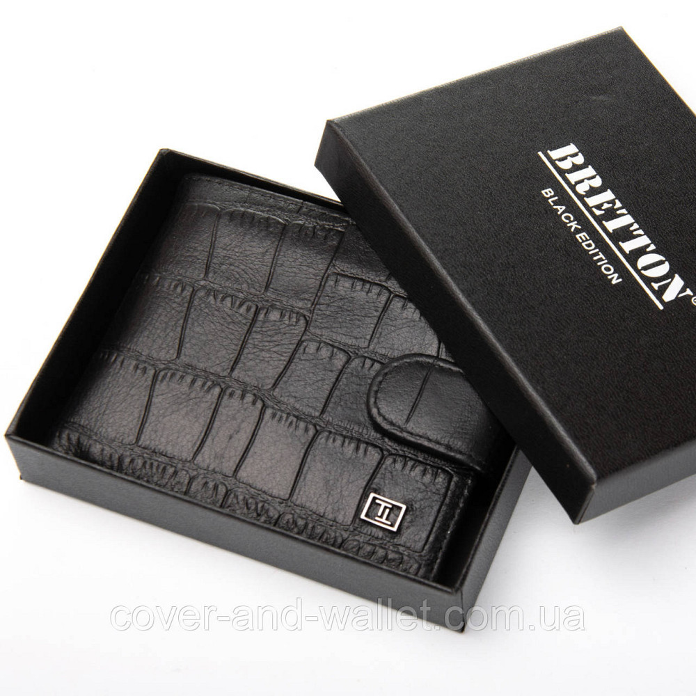 Стильный мужской кошелек с тиснением под крокодта из натуральной кожи BRETTON Киев - изображение 7