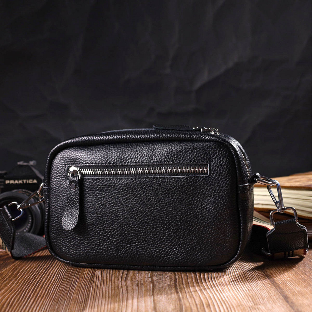 Отменная женская сумка на плечо из натуральной кожи 22123 Vintage Черная Киев - изображение 10