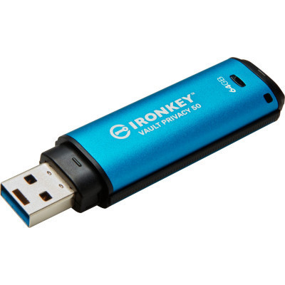 USB флеш накопичувач Kingston 64GB IronKey Vault Privacy 50 Blue USB 3.2 (IKVP50/64GB) Вінниця - фото 1