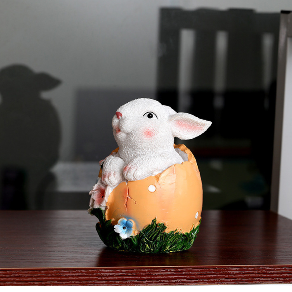 Украшение Пасхальный Кролик в яйце 14.5 х 9.5 х 9 см из полистоуна. Пасхальные подарки. Жовтий Одесса - изображение 2