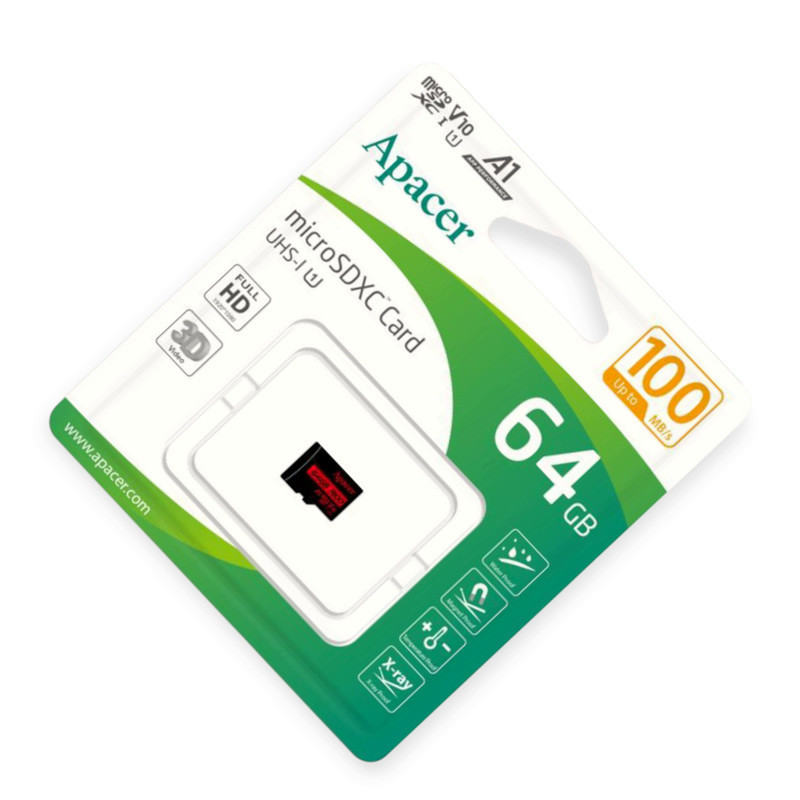 Карта памяти microSDHC 64Gb class 10 Apacer до R100MB, s Мукачево - изображение 1