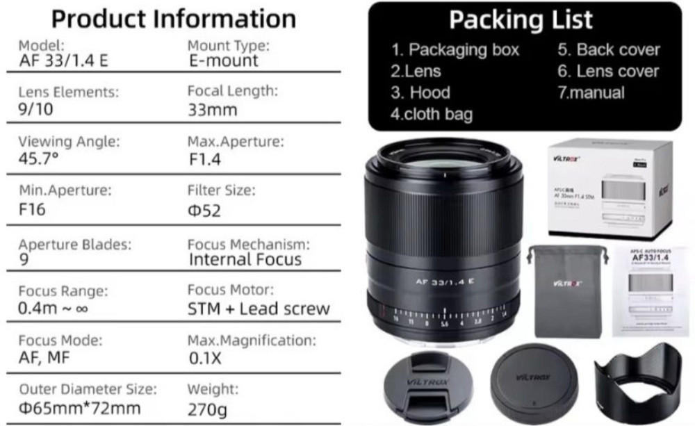 Viltrox 33mm f/1.4 для Sony — світлосильний об'єктив Київ - фото 1