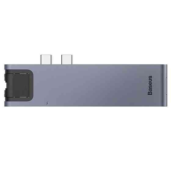 Док станція хаб для ноутбуку комп'ютеру Baseus Thunderbolt C+Pro Seven-in-one smart HUB docking station, колір сірий CAHUB-L0G Одеса