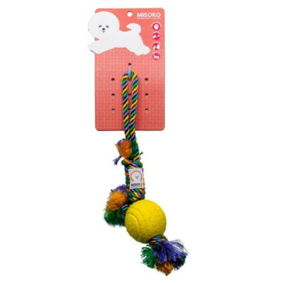 Игрушка для собак MISOKO&CO Веревка с мячиком желтая 36 см (MSKTXDT12501-G) Винница - изображение 1
