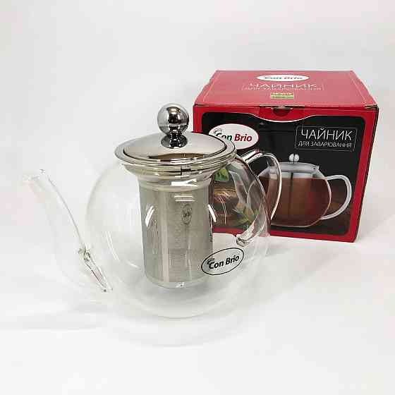 Скляний заварник Con Brio 1 л CB-6310, Заварний чайник скляний з ручкою, Заварник для трав LF-31 Івано-Франківськ