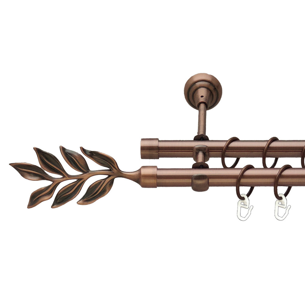 Карниз Orvit Лавр металевий дворядний відкритий Мідь 19\19 мм 240 см (00-00012090) Львов - изображение 1