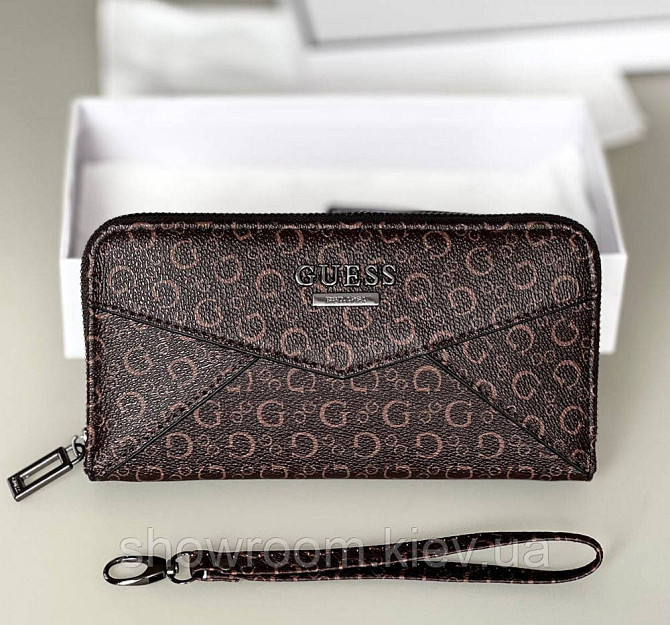 Жіночий гаманець на блискавці Guess (7595) коричневий Київ - фото 4