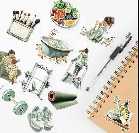 Набір декоративних стікерів «Турбота про себе та здоровий спосіб життя» Київ