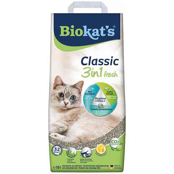 Наповнювач Biokats Classic Fresh 3in1 для котячого туалету, бентонітовий, 10 л Вінниця