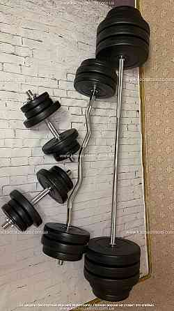 Штанга набірна + W-подібний гриф з гантелями 140 кг Гантелі, гирі, штанги та диски ударостійкий пластик Київ